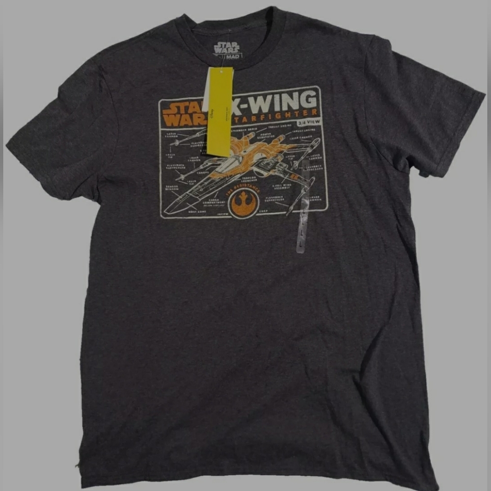 Star Wars X-Wing Starfighter T Shirt Mens Size L Gray Short Sleeve Cotton NWT